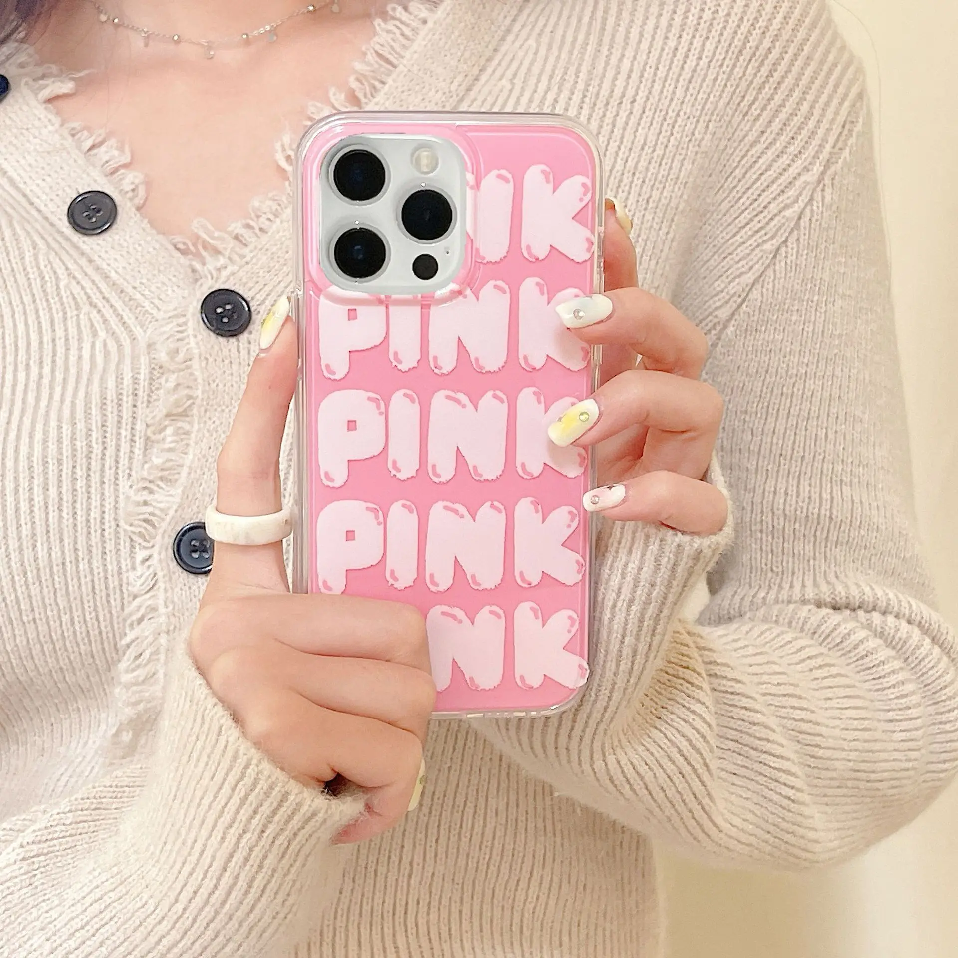 

Simplified Full Screen Pink English Phone Case For iphone 14 13 12 11 Pro Max X XR XSMAX 7 8 Plus SE TPU Case Cover new products