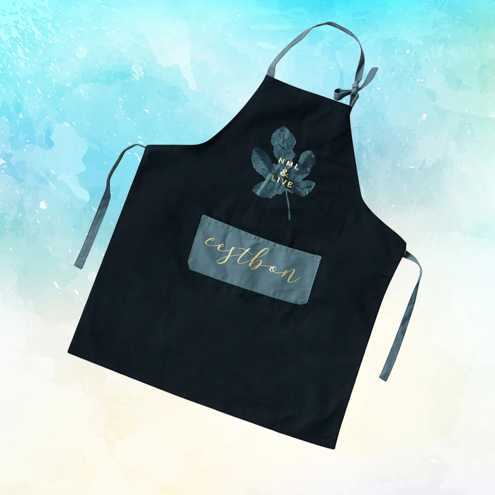 

Fashion Kitchen Apron Waterproof Kitchen Apron Oilproof Kitchen Apron Creative Thicken Apron (Black)