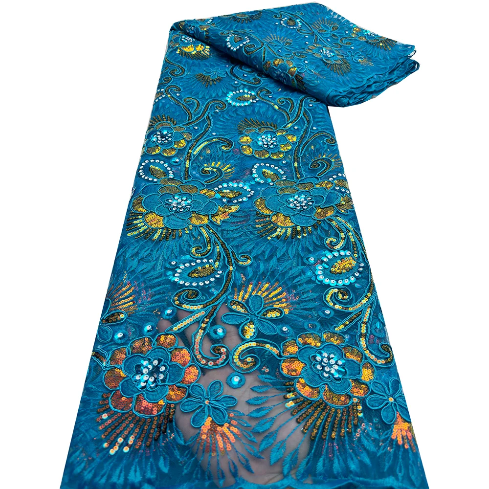 Высококачественная французская сетчатая кружевная ткань 2024 африканская с