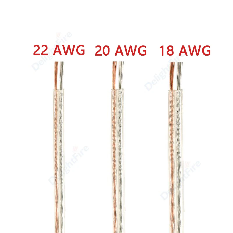 

22AWG 2 прозрачный сердечник параллельный кабель динамик Хрустальный провод плоский Электрический шнур для светодиодной люстры из лент освещ...