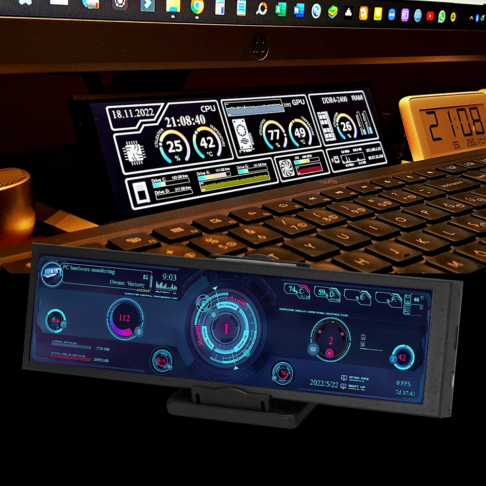 

7.9inch PC Display Secondary Screen IPS Full View Long Strip LCD Monitor Coffee Machine HDMI-compatible for Household Appliances