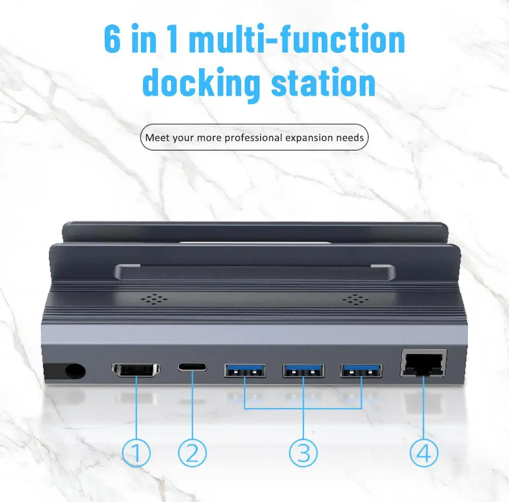 

Док-станция Steam, 6 в 1, RJ45, HDMI, USB C