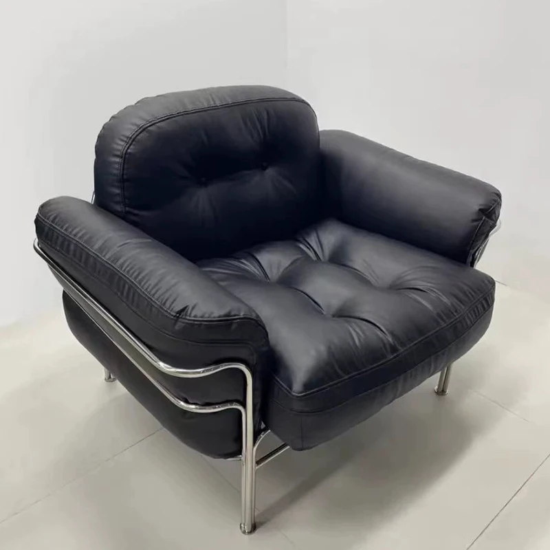 Одноместный диван-стул роскошное современное стальное кресло кожаное для