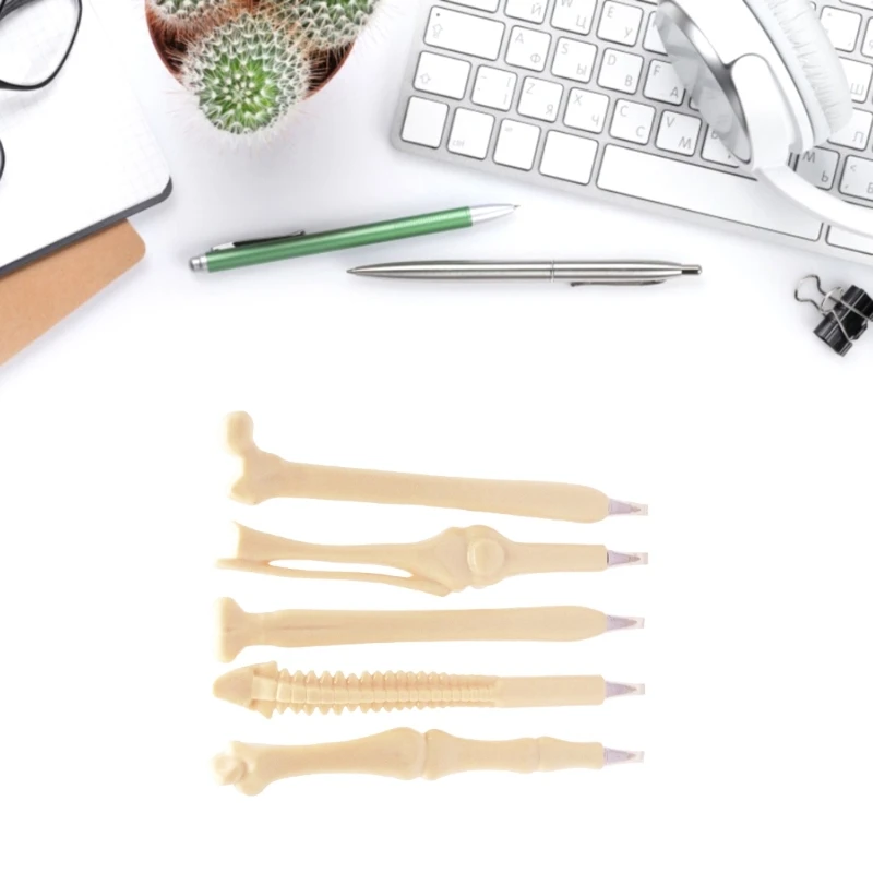 

5/10 Pcs Bone Shape Ballpoint Pens Halloween Bone Pens Black Pens for Doctor