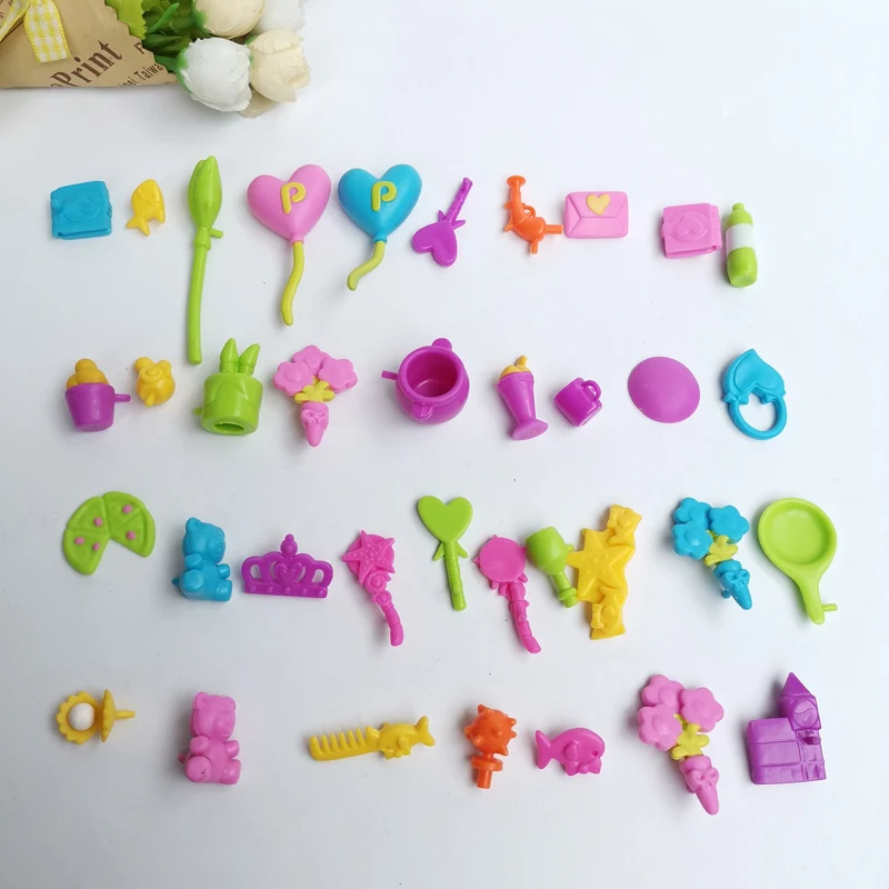 

30pcs Doll Accessory Suplies For Flower Pizza Icecream Crown Comb Balloon Figure Model Toy Gift for Girl