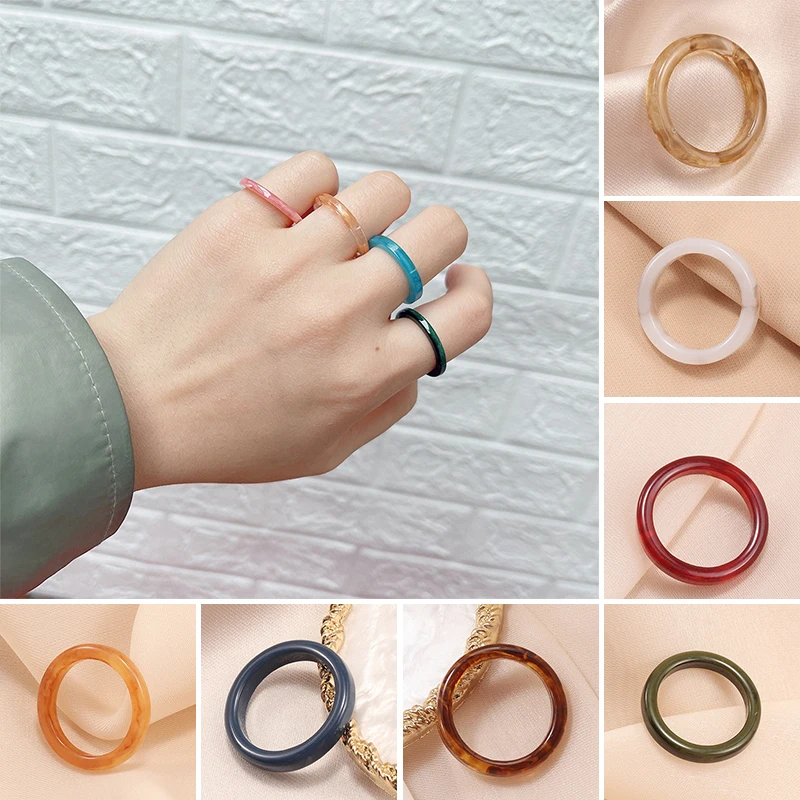 

Korea Chic Colorful Transparent Resin Acrylic Rings For Women Party Jewelry Gifts Simple Finger Ring High Quality Jewelry Gift
