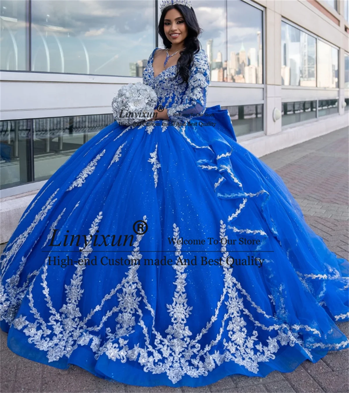 Бальное платье по индивидуальному заказу Quinceanera с кружевной аппликацией и