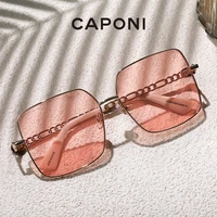 caponi oversized womens sunglasses luxury design fashion sun glasses polarized 2022 new eyes accessories chain as gift cp21026