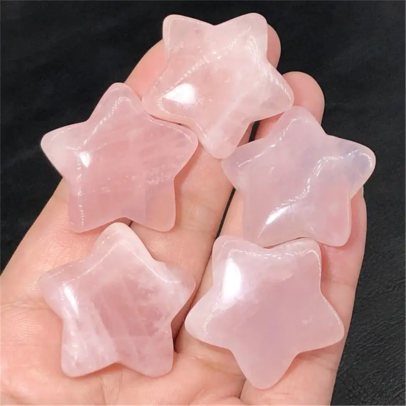 

5pcs Natural Rose Quartz Star Feng Shui Chakra Healing Reiki Quartz Stone Home Decoration Stone Handicraft Decoration Carvings