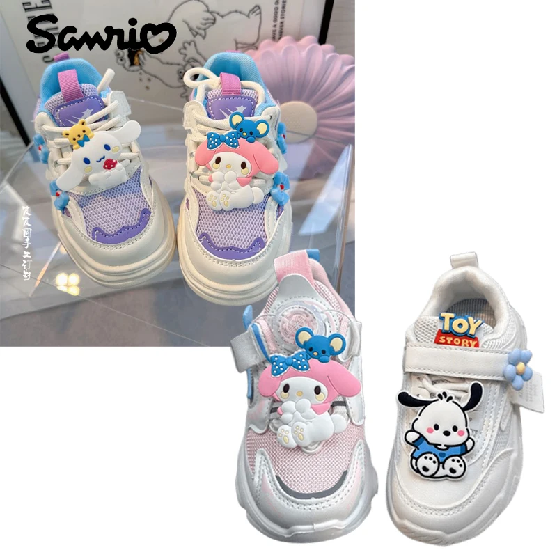 

Sanrios My Melody Cinnamoroll Pochacco Kids Mesh Outdoor Running Sneakers Girls Sports Shoes Light Breathable Casual Daddy Shoes