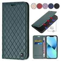 slim rfid blocking leather wallet case for iphone 11 12 13 13 pro 14 xr 6 7 8 se 2020 strong magnetic flip cover with card slots