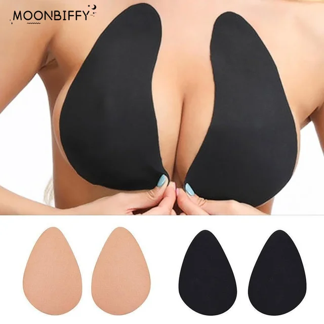 1 Pair Women Large Size Adhesive Bra Water Drop Shaped Invisible Breast Pads Silicone Lifting Nipple Cover Push Up Chest Sticker 1
