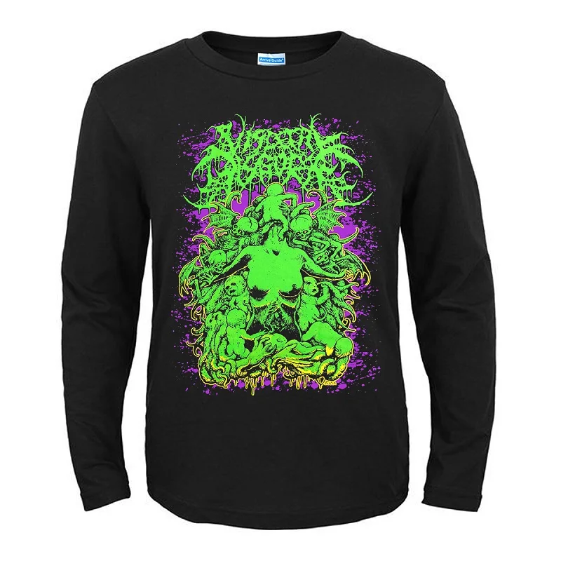 

3 designs Visceral Disgorge Rock Brand full sleeve shirt death Demon skull Hardrock heavy thrash Metal 100%Cotton tee camiseta