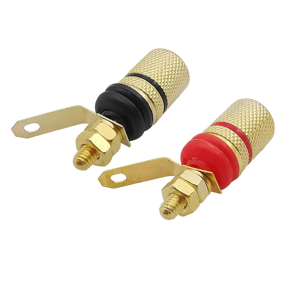 

2Pcs Gold-Plated 4mm Banana Socket Binding Post Screw Amplifier Speaker Terminal Audio Cable Connectors 4mm Banana Plug Adapter