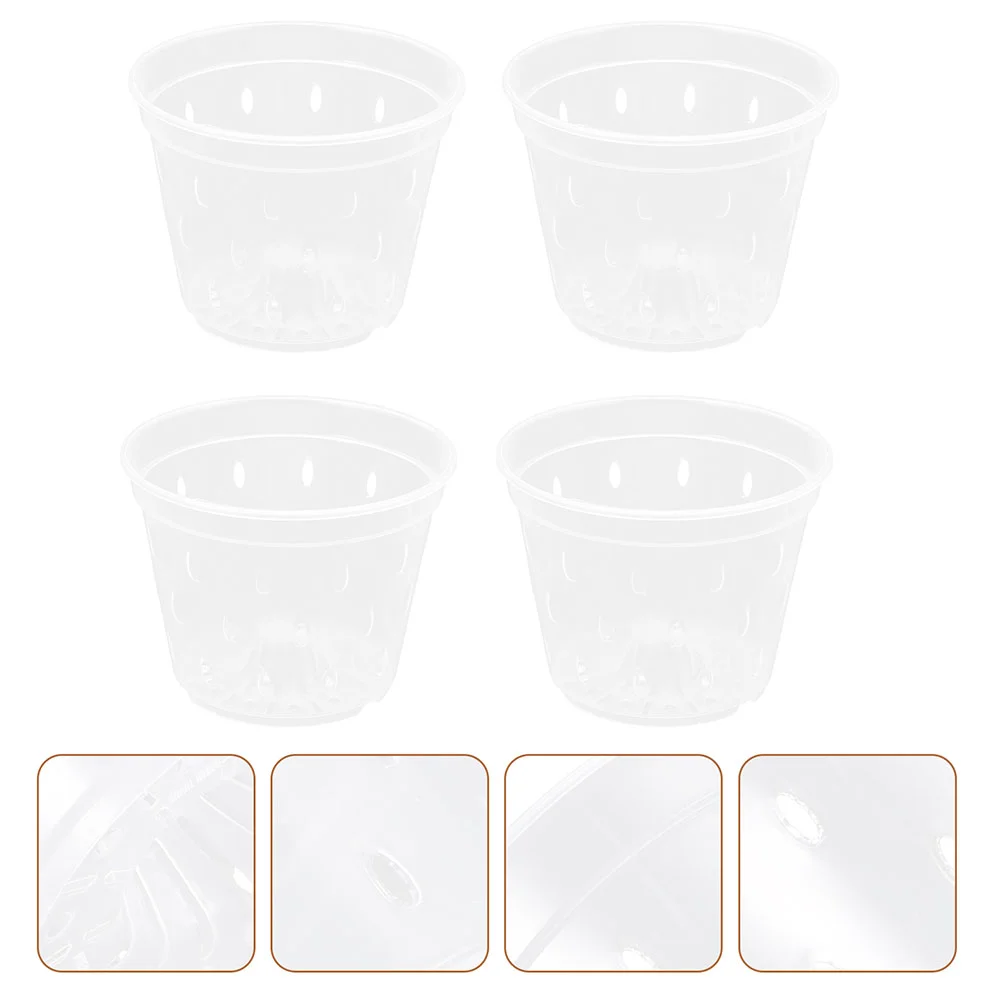 

4 Pcs Hydroponic Basket Nursery Cup Ornament Container Planting Net Cup Planter Pots Clear Container