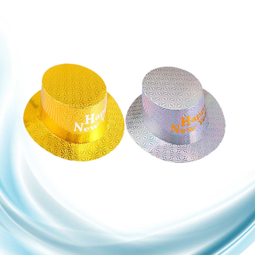 

6PCS Paper Jazz Hat Props New Year Party Hats Decor Letter Printing Paper Caps Lovely Stage Performance Tophat Creative