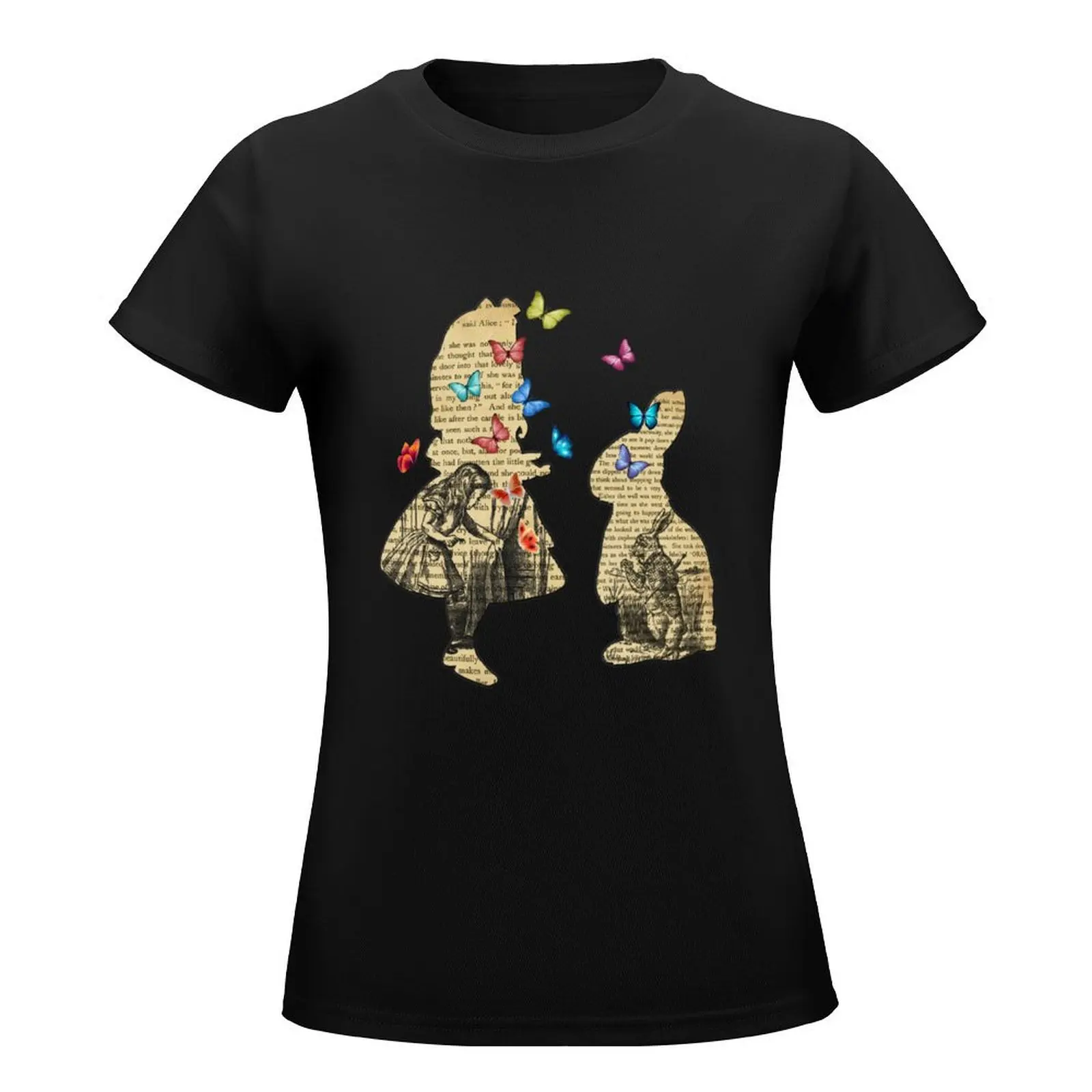 Alice &amp the Rabbit-винтажная женская футболка книга-страна чудес funnys одежда в Корейском