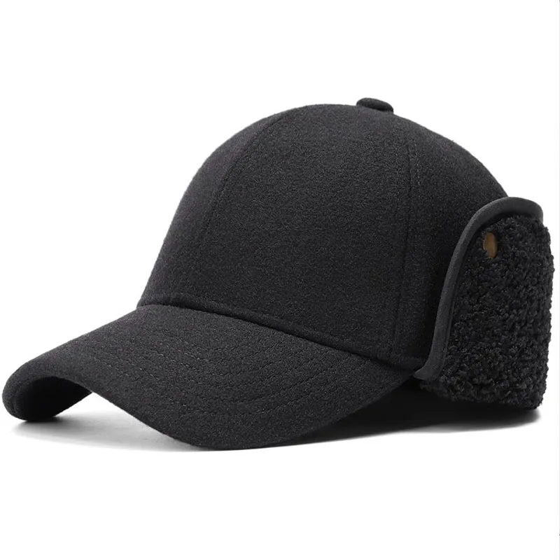 Мужская зимняя бейсболка с ушками шерстяные шапки для мужчин уличная прогулка