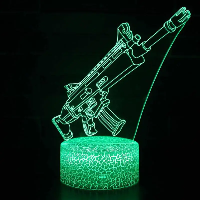 3D Game Setup Rifle LED Night Lights USB Neon Gamer Lights Table Lamp CS Gaming Desk Bedroom Room Decor For Boys Birthday Gift