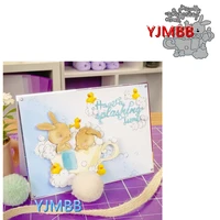 yjmbb 2022 new cute rabbit taking a bath metal cutting dies scrapbook album paper diy card craft embossing die cutting