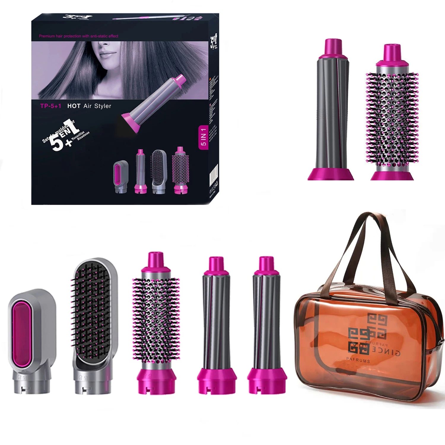 Набор для выпрямления и укладки волос профессиональный бытовой комплект 5 в 1