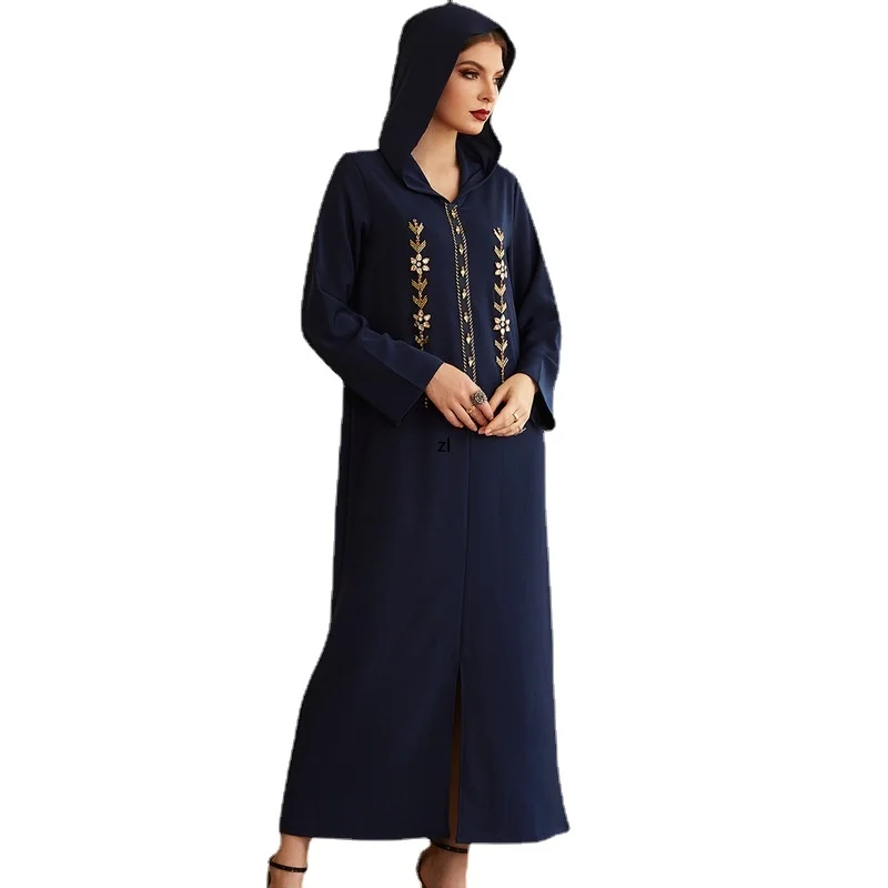 Eid Abaya Moroccan Hooded Caftan Women Handsewn Rhinestones Arab Long Dress Muslim Dubai Saudi Party Abayas Ramadan Kaftan 2022