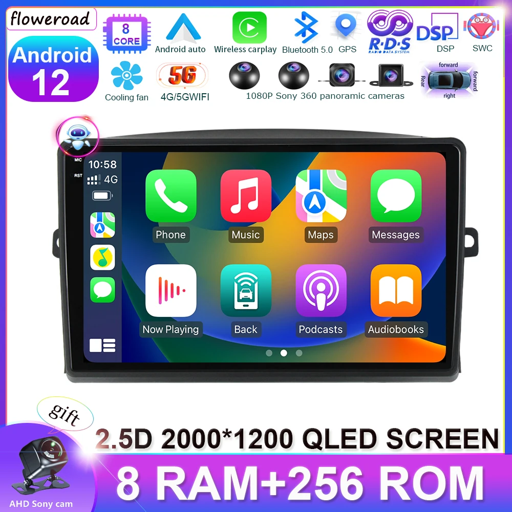 

Android 12 For Toyota Sienna 2004-2010 Multimedia Video Player WIFI Navigation GPS AI Voice DSP Wireless Carplay android auto