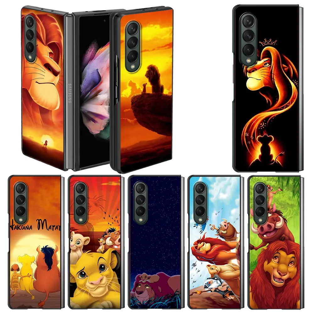 

Case For Samsung Galaxy Z Fold 3 4 Funda Capa Hard PC Mobile Phone Housing Z Fold 3 Luxury Coque The Lion King