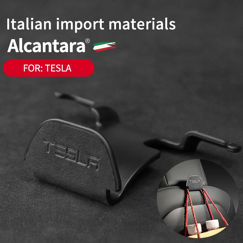 

Alcantara For Tesla Model 3 Model Y 2017-2022 Car Back Seat Hooks Hanger Headrest Hidden Hook Organizer Auto Stowing Tidying