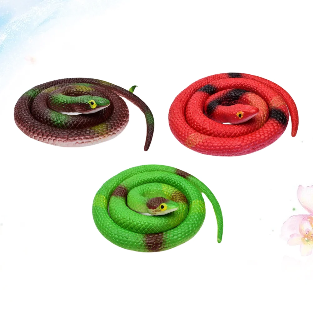 

3PCS Scary Realistic Creative Round Head Simulation Prank Prop Rubber Snakes Trick Toy Artificial Snake for Party Halloween