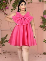 dress plus size sweet v neck bow stitched vest skirt summer womens dress plus size puffy dress party dress dresses