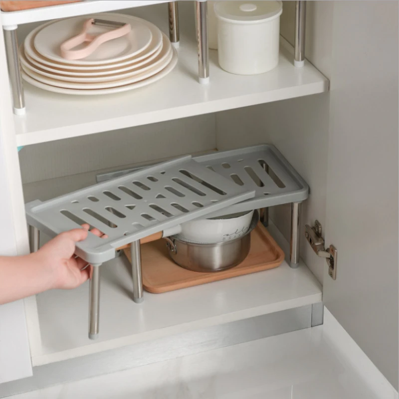 

Kitchen Cabinet Storage Shelf Home Retractable Stackable Spice Rack Fit for Kitchen Organizer Bathroom Plastic Cabinet Holders