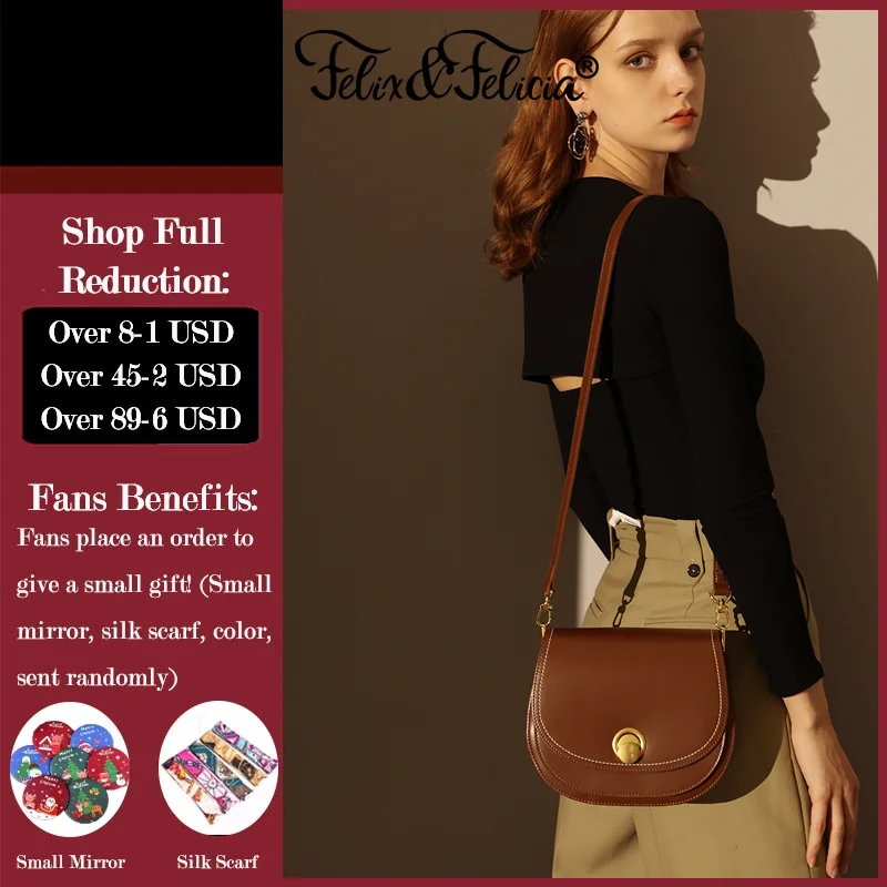 

FELIX&FELICIA New Fashion Bags for Women 2022 High Quality Genuine Leather Designer Retro Shoulder Messenger Bag Crossbody Bags