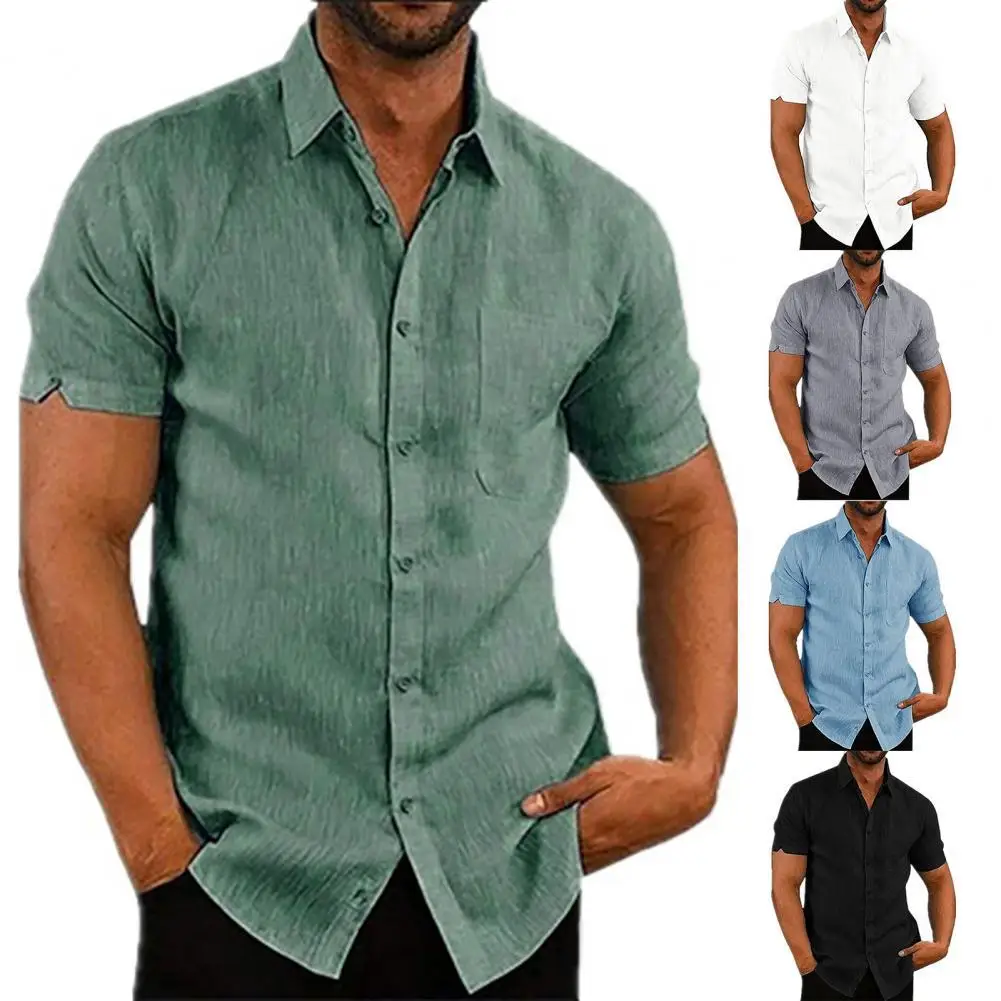 Great Men Top Solid Color Simple Summer Shirt Great Stitching Summer Top