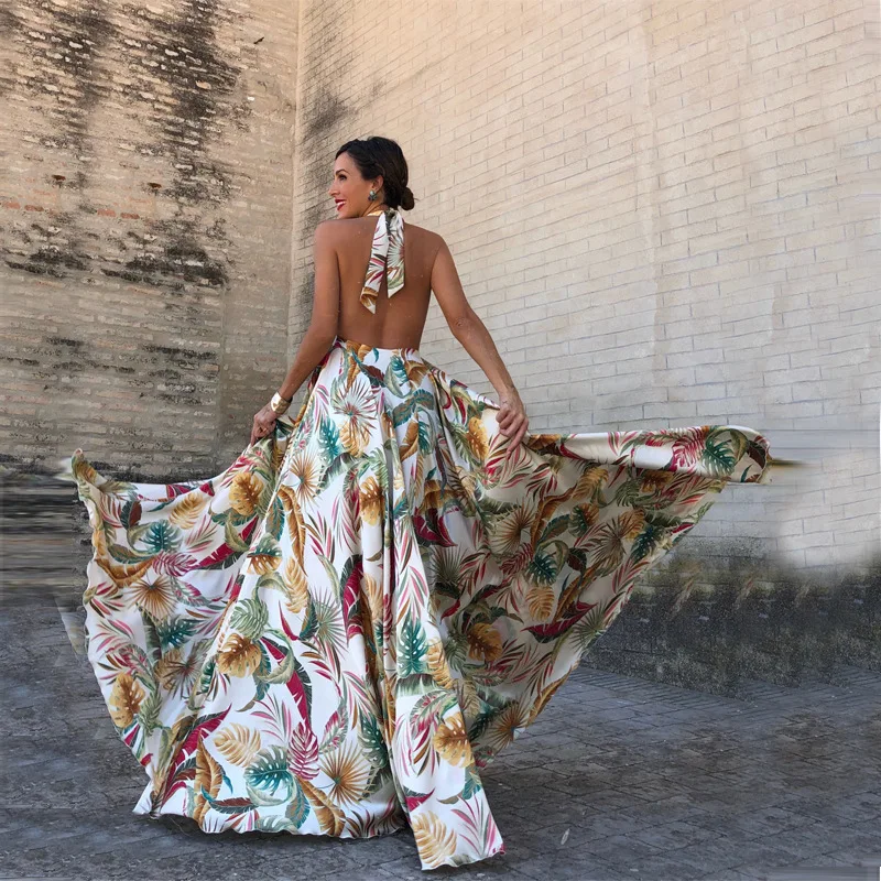 

2022 Europe and The United States Summer New Women's Temperament Commuting Sexy Sleeveless Neck Halterless Dress