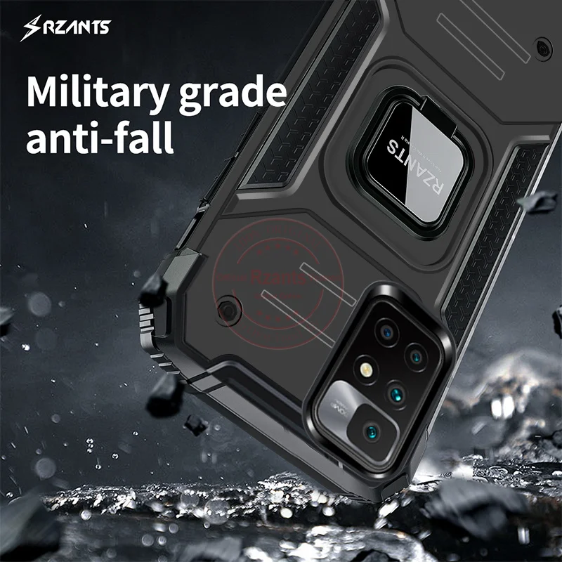 Чехол Rzants для Xiaomi Redmi 10 Жесткий [King Kong] Противоударная подставка с кольцом мужская