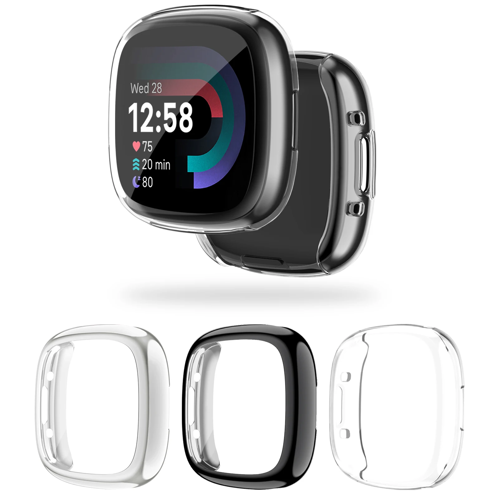 Soft TPU Full Cover Case For Fitbit Versa 2/Versa 3/Versa 4 Screen Protector Case Plated Bumper Cover For Fitbit Sense 2/Sense