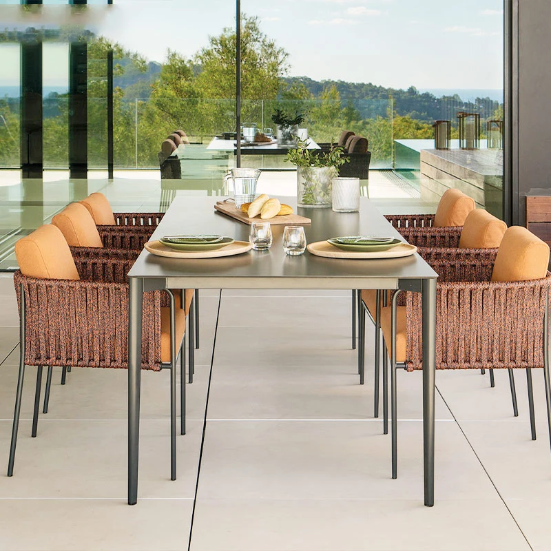 

Nordic Outdoor Tables and Chairs Outdoor Leisure Rain and Sun Protection Courtyard Outdoor Villa Balcony Garden Vine Weaving Din
