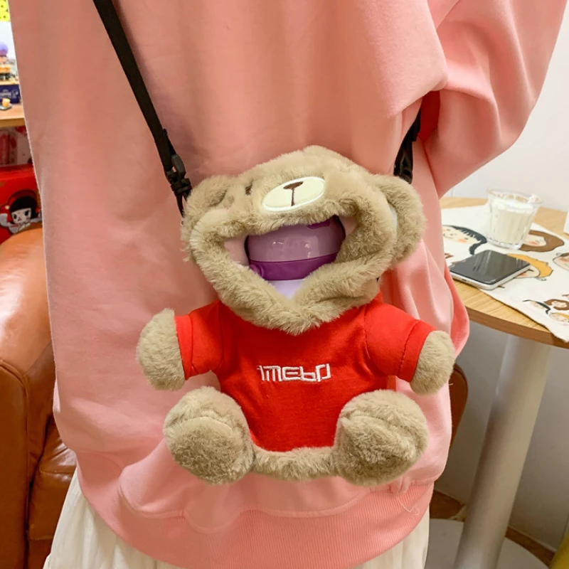 Girl Boy Plush Cup Cover Cute Rabbit Children Students Water Cup Cover Fashion Messenger Shoulder Bags