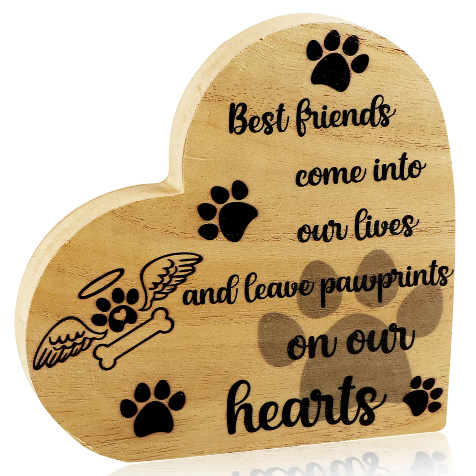 

Dog Memorial Gifts Heart Shaped Wood Sign for Dog Lovers That Have Lost a Best Friend, Thoughtful Special Remembrance Gift