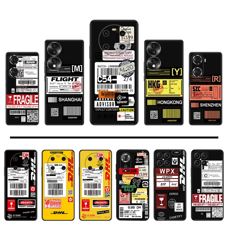 

Silicone Phone Case for Huawei Honor X40 Play 6T 6C 9A 50 X9 X6 X7 X8 Magic4 60 70 Pro 8X 20 30i Simple Dhl Express Label Cover