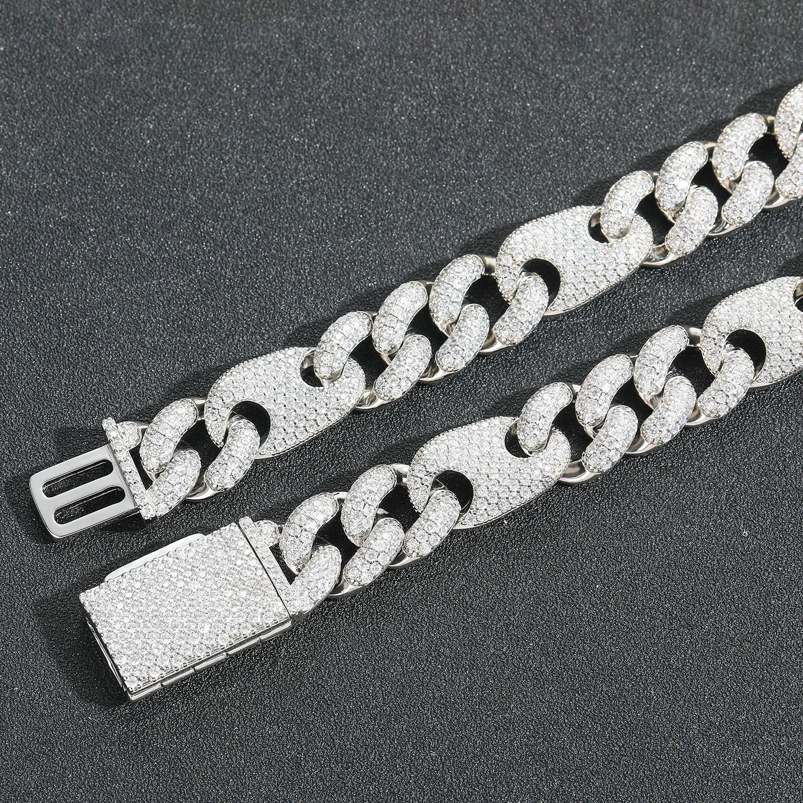 Хип-хоп 15 мм кубинская цепочка-колье со льдом ожерелье из белого золота с