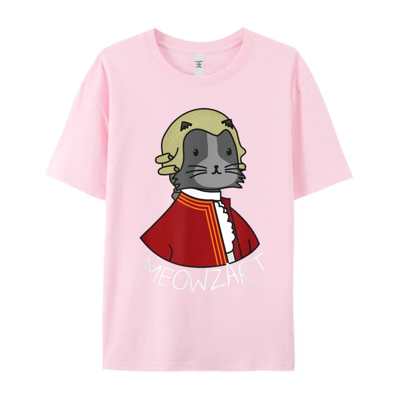 Мужская футболка из чистого хлопка с коротким рукавом Meowzart футболки забавным
