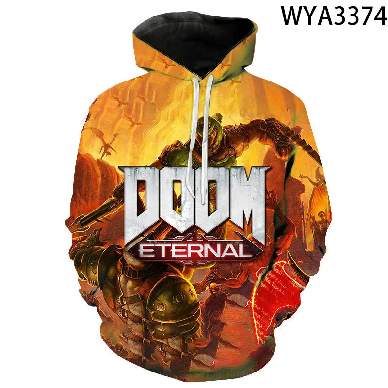 

New Fashion Men Women Children Sweatshirts Doom Eternal Hoodies 3D Printed Streetwear Pullover Long Sleeve Boy Girl Kids Coat