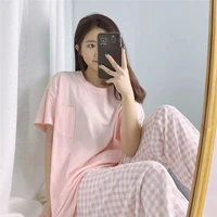 womens pajamas sets summer fashion short sleeve trousers two piece set pyjamas korean style clothing homewear sleepwea