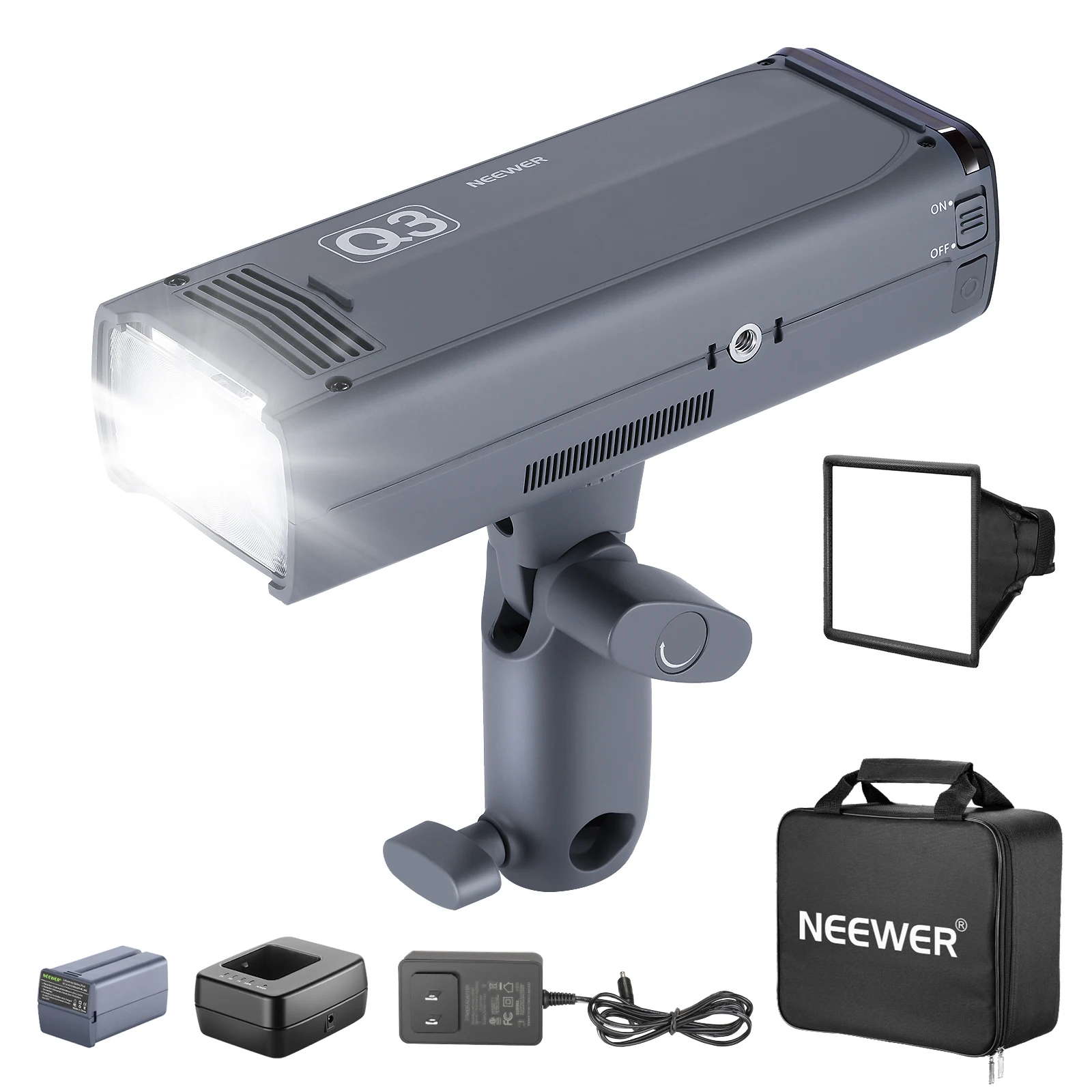 

NEEWER Q3 200Ws 2.4G TTL Flash (2nd Version), 1/8000 HSS GN58 Strobe Light Portable Photography Monolight with Softbox Diffuser