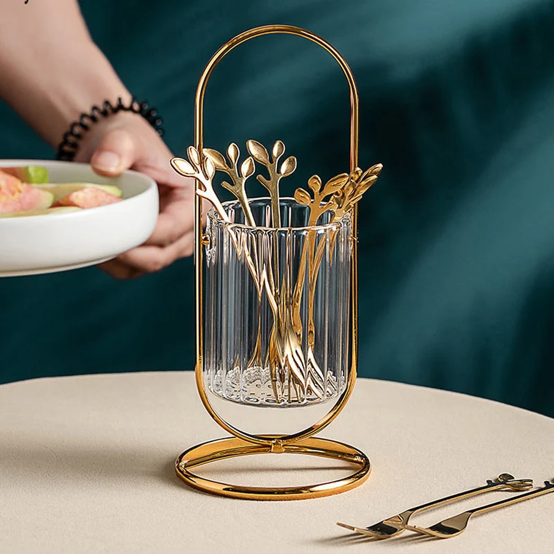 European Household Gold Frame Fork Storage Stainless Steel S