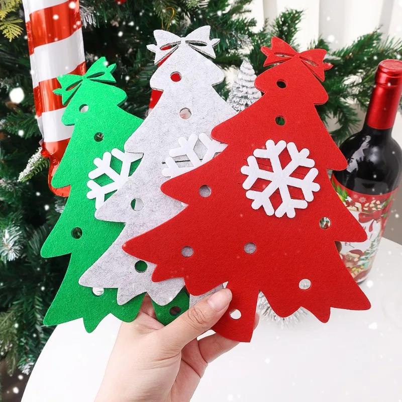 20/4x Christmas Silverware Holder Flatware Cutlery Pockets Xmas Tree Dinner Knife Fork Covers Holiday Party Table Decor