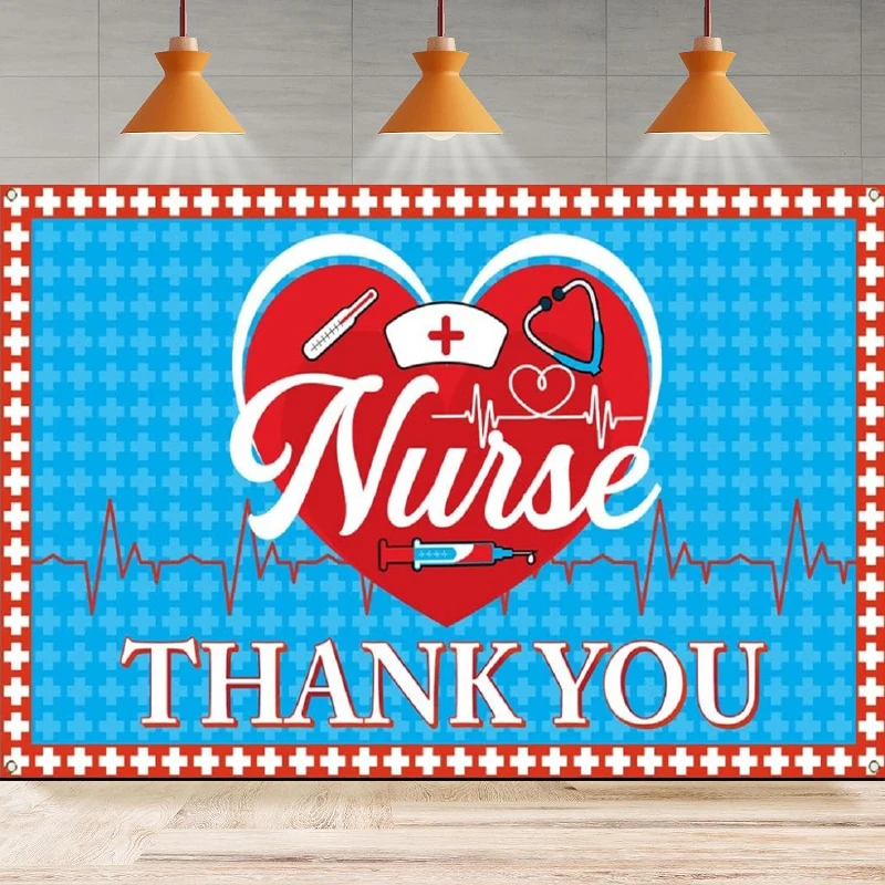 Фон для фотосъемки с изображением медсестер и сердечного ритма