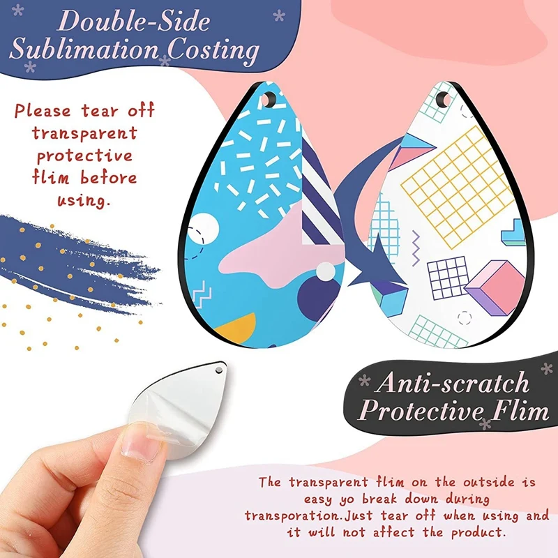 

Unfinished Teardrop Earring Blank Heat Transfer Earring Wire Hook Earring Pendant Craft Supply For DIY Jewelry Making